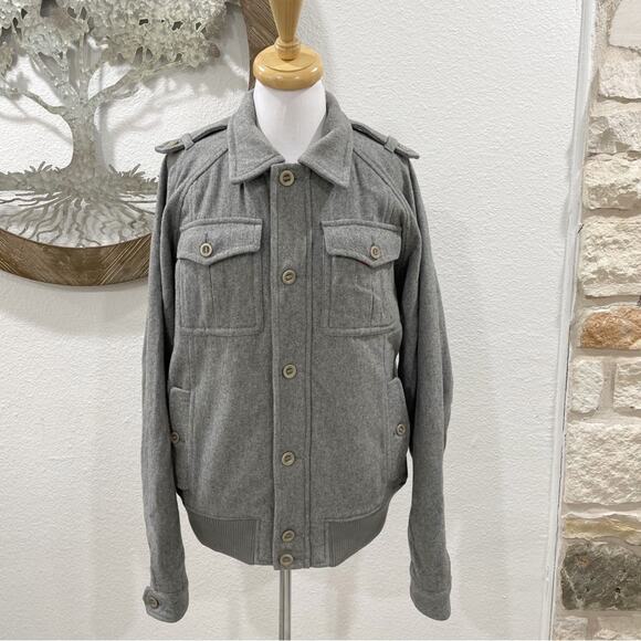 Triple Five Soul Wool Blend Military Style Jacket Coat Gray Large - Picture 1 of 8